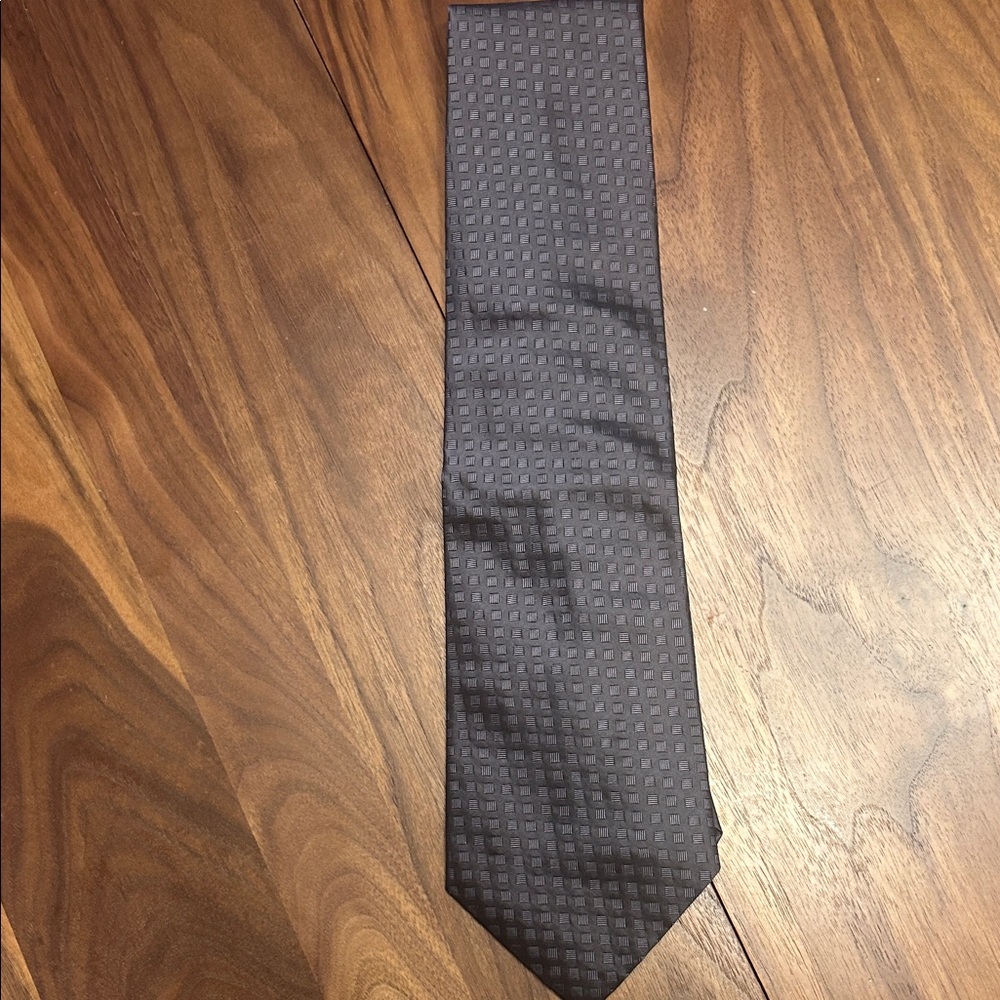 DKNY Black Textured Square Silk Tie